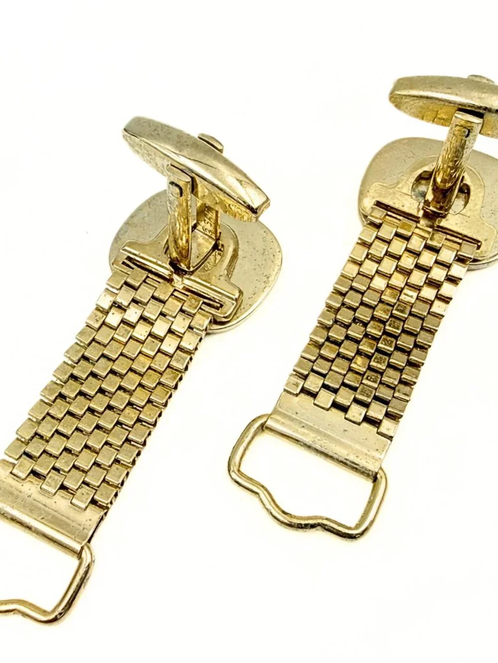 Sarah Coventry Signed Sophisticated Gold Plated Milanese Mesh MCM Cufflinks